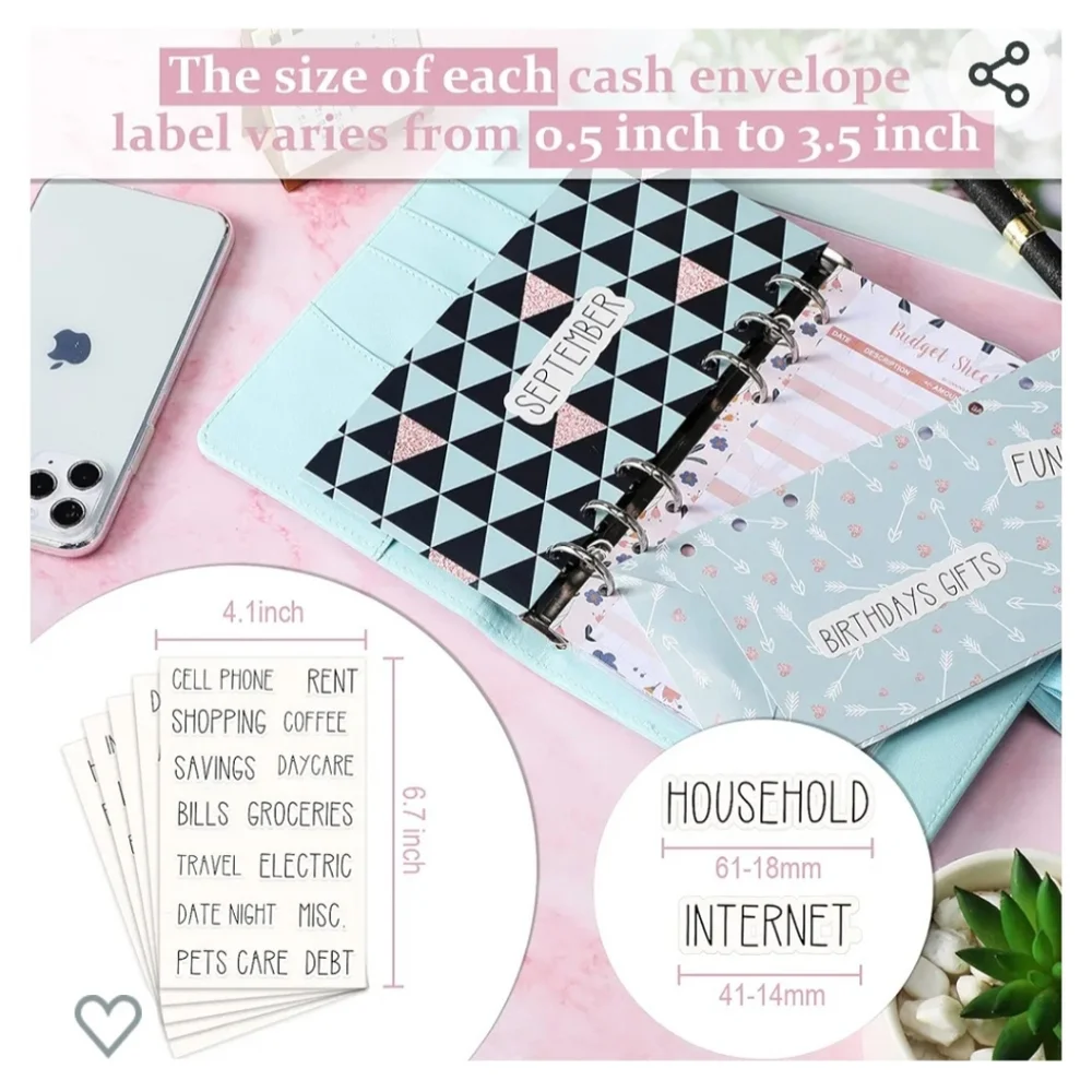 52 Pieces for Cash Envelope Labels